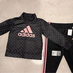 Adidas Black and Pink Tracksuit